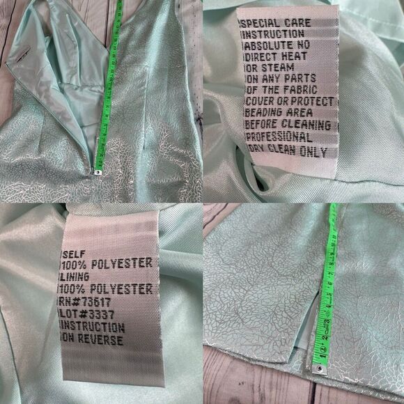 KM Collections Milla Bell Dress Sz 16 Wedding Formal Mint Green Silver Metallic - Picture 3 of 11